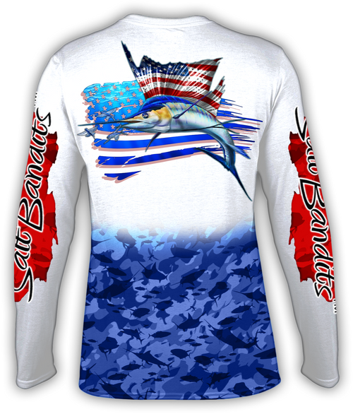 Salt Bandits™ Sailfish Flag Performance Long Sleeve T-shirt