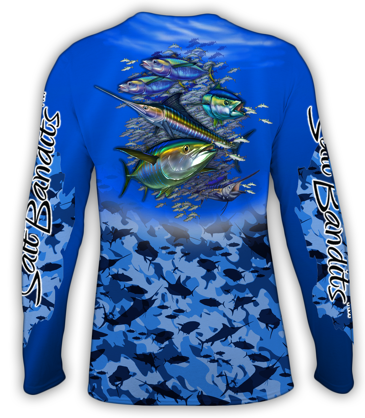 SaltBandits™ Tuna-Marlin Blue Camouflage Performance Long Sleeve T
